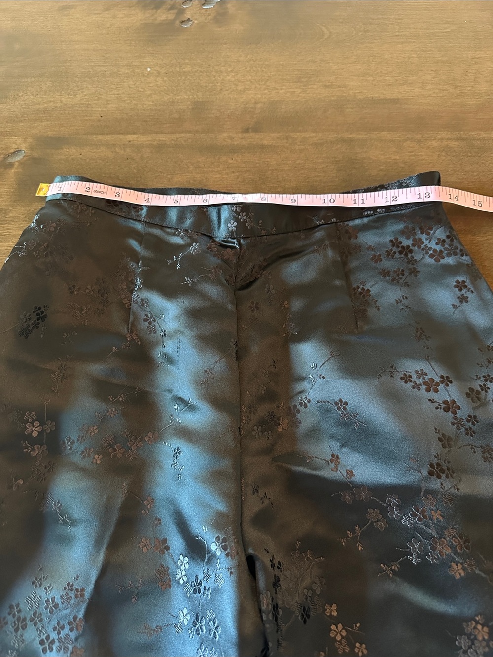 Vintage 90’s Express Black Floral Jacquard Tapered Pants Size 5/6 - Picture 7 of 9
